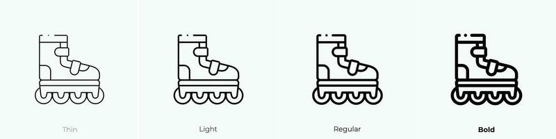 rollerblade icon. Thin, Light, Regular And Bold style design isolated on white background vector