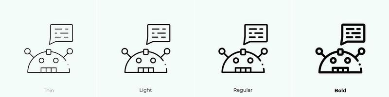 robot icon. Thin, Light, Regular And Bold style design isolated on white background vector