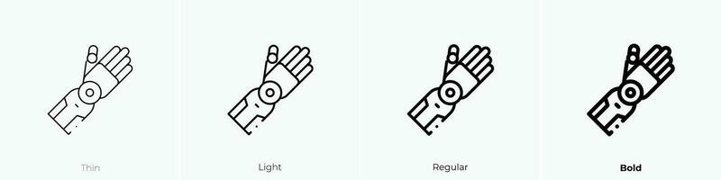 robot arm icon. Thin, Light, Regular And Bold style design isolated on white background vector