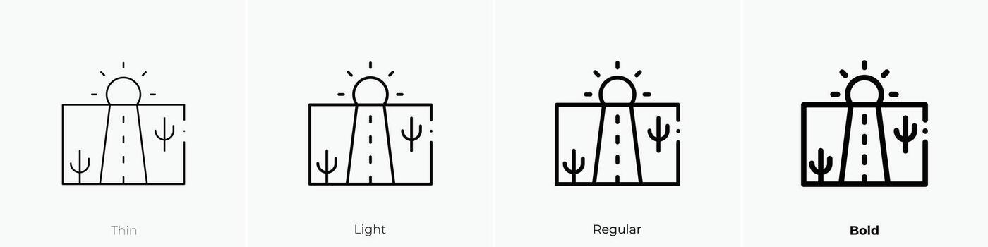 road icon. Thin, Light, Regular And Bold style design isolated on white background vector