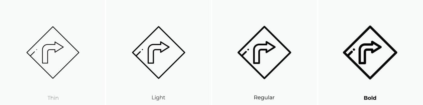 right icon. Thin, Light, Regular And Bold style design isolated on white background vector