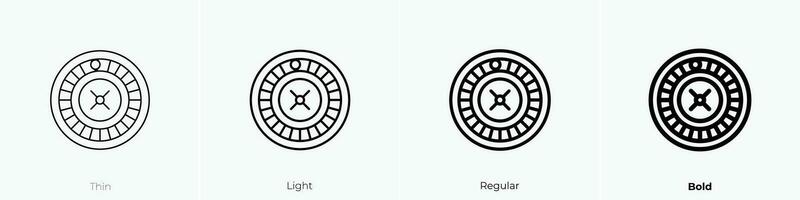 roulette icon. Thin, Light, Regular And Bold style design isolated on white background vector