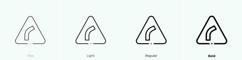 right bend icon. Thin, Light, Regular And Bold style design isolated on white background vector