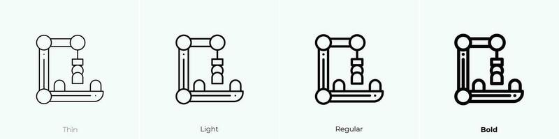 robot brazo icono. delgado, luz, regular y negrita estilo diseño aislado en blanco antecedentes vector