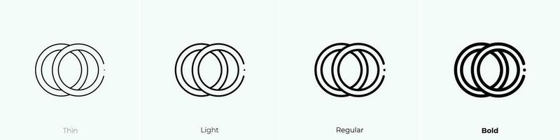 anillos icono. delgado, luz, regular y negrita estilo diseño aislado en blanco antecedentes vector