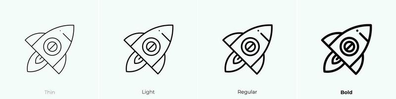 rocket icon. Thin, Light, Regular And Bold style design isolated on white background vector