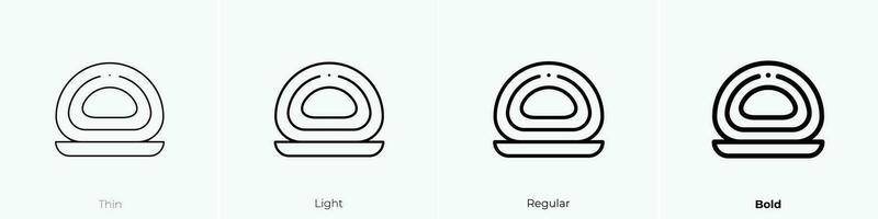 roll cake icon. Thin, Light, Regular And Bold style design isolated on white background vector