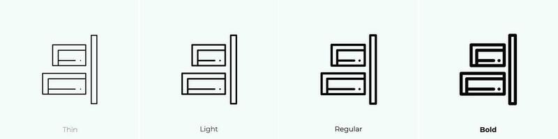 Derecha alinear icono. delgado, luz, regular y negrita estilo diseño aislado en blanco antecedentes vector