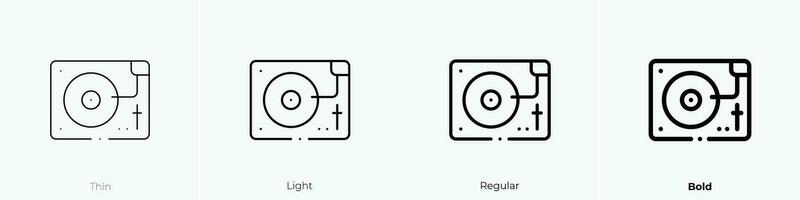 record player icon. Thin, Light, Regular And Bold style design isolated on white background vector