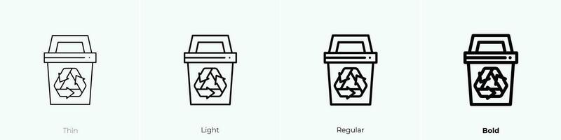 recycle bin icon. Thin, Light, Regular And Bold style design isolated on white background vector