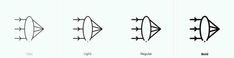 refraction icon. Thin, Light, Regular And Bold style design isolated on white background vector