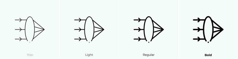 refracción icono. delgado, luz, regular y negrita estilo diseño aislado en blanco antecedentes vector