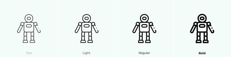 robot icon. Thin, Light, Regular And Bold style design isolated on white background vector
