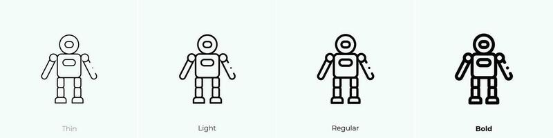 robot icon. Thin, Light, Regular And Bold style design isolated on white background vector