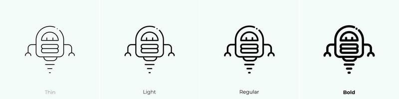 robot icon. Thin, Light, Regular And Bold style design isolated on white background vector