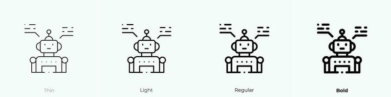 robot icon. Thin, Light, Regular And Bold style design isolated on white background vector