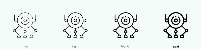 robot icon. Thin, Light, Regular And Bold style design isolated on white background vector