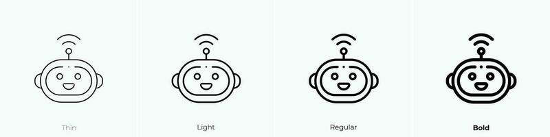 robot icon. Thin, Light, Regular And Bold style design isolated on white background vector