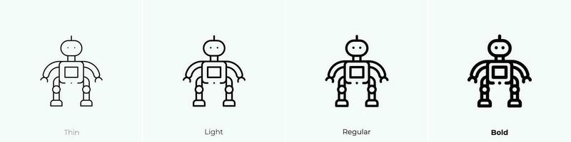 robot icon. Thin, Light, Regular And Bold style design isolated on white background vector