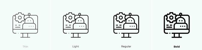 robot icono. delgado, luz, regular y negrita estilo diseño aislado en blanco antecedentes vector