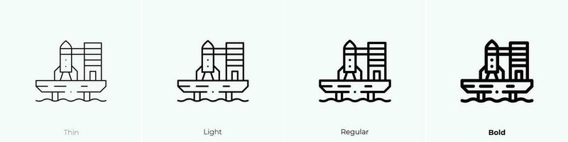 cohete lanzamiento icono. delgado, luz, regular y negrita estilo diseño aislado en blanco antecedentes vector