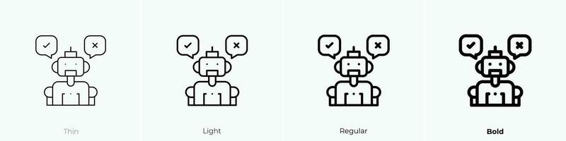 robot icon. Thin, Light, Regular And Bold style design isolated on white background vector