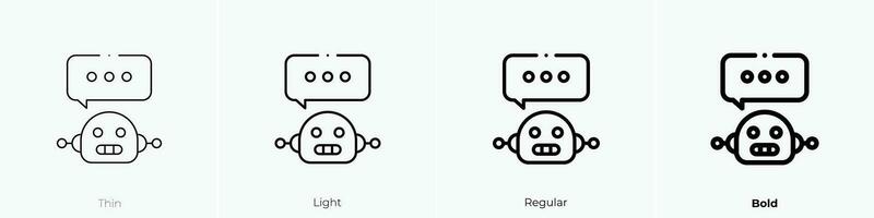 robot icon. Thin, Light, Regular And Bold style design isolated on white background vector