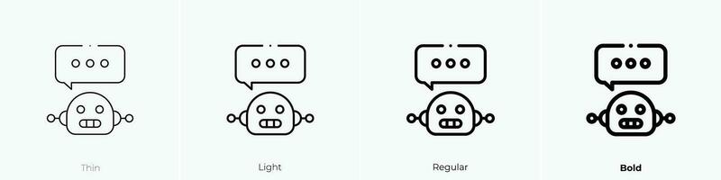 robot icon. Thin, Light, Regular And Bold style design isolated on white background vector