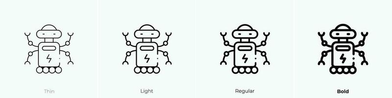 robot icon. Thin, Light, Regular And Bold style design isolated on white background vector