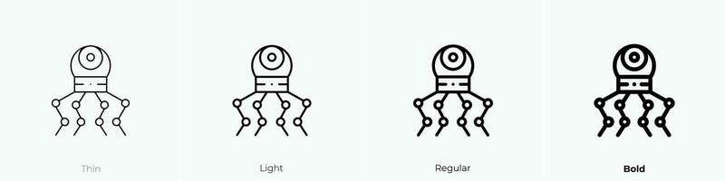 robot icon. Thin, Light, Regular And Bold style design isolated on white background vector