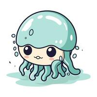 Cute cartoon jellyfish. Vector illustration isolated on white background.