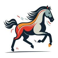 Running horse. Vector illustration on white background. Isolated image.