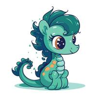 Cute cartoon seahorse. Vector illustration isolated on white background.