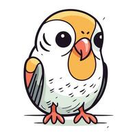 Vector illustration of a cute cartoon parrot isolated on white background.