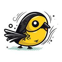 Cute cartoon little bird isolated on white background. Vector illustration.