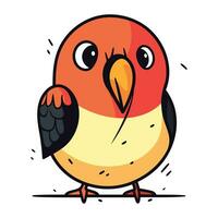 Cute cartoon bird. Vector illustration. Isolated on white background.