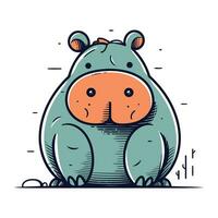 Cute hippo. Vector illustration of a cartoon hippopotamus.