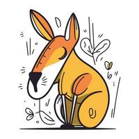 Cute kangaroo. Hand drawn vector illustration in cartoon style.