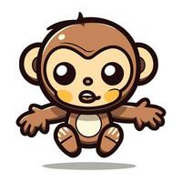 Cute Monkey Cartoon Mascot Character Vector Illustration EPS10