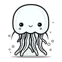 Cute cartoon jellyfish. Vector illustration isolated on white background.
