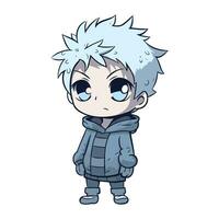 Cute little boy in winter clothes. Vector illustration on white background.