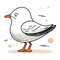 Vector illustration of a seagull on white background. Flat style.