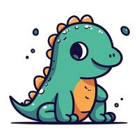 Cute cartoon dinosaur isolated on white. Vector illustration in flat style.