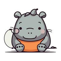 Cute hippo cartoon character. Vector illustration for your design.