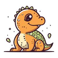 Cute cartoon dinosaur. Vector illustration isolated on a white background.