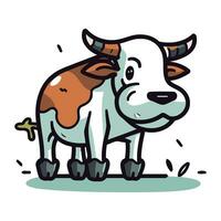 Cute cow cartoon vector illustration. Cute farm animal character.