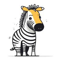 Zebra vector illustration. Cute cartoon zebra isolated on white background.