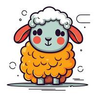 Funny cartoon sheep. Vector illustration. Cute character for kids.