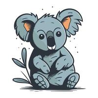 coala vector ilustración. linda dibujos animados coala sentado en el suelo.