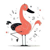 Flamingo. Vector illustration in flat style. Isolated on white background.